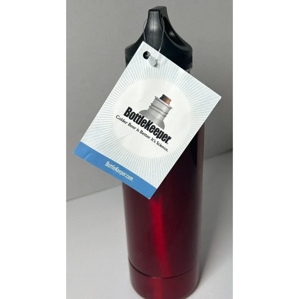 BottleKeeper Insulated‎ Beer Bottle Holder Stainless Steel Red Neoprene NWT 12oz